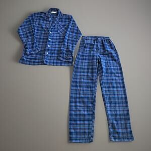 Vermont Country Store Cotton Flannel Pajama Set Pants Shirt Womens S Blue Plaid